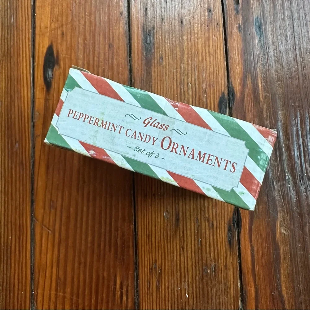 Set of 3 vintage Glass Peppermint Candy Ornaments